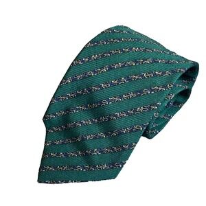 Stefano Ricci 100% Silk Tie – Green with Nautical Chain Stripe Pattern